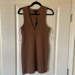 House of Harlow 1960 Brown Sweater Knit Sleeveless mini dress